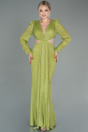 Long Pistachio Green Scaly Evening Dress ABU2784