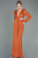 Long Orange Scaly Evening Dress ABU2784