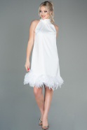 Short White Satin Invitation Dress ABK1576