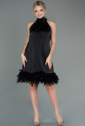 Short Black Satin Invitation Dress ABK1576