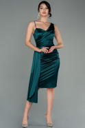 Short Emerald Green Satin Invitation Dress ABK1579