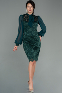 Emerald Green Short Laced Invitation Dress ABK1135