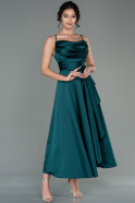 Midi Emerald Green Satin Invitation Dress ABK1586