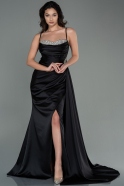 Long Black Satin Evening Dress ABU2792