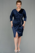 Midi Navy Blue Satin Evening Dress ABK1592