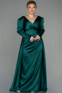 Long Emerald Green Satin Oversized Evening Dress ABU2167