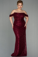 Long Burgundy Scaly Plus Size Evening Dress ABU2781