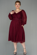 Midi Burgundy Plus Size Evening Dress ABK1594