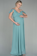 Long Turquoise Pregnancy Evening Dress ABU756