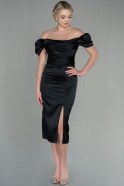 Midi Black Satin Night Dress ABK1601