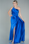 Long Sax Blue Satin Evening Dress ABU2817