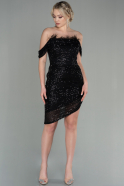 Short Black Scaly Invitation Dress ABK1605