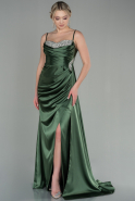 Long Olive Drab Satin Evening Dress ABU2704