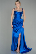 Long Sax Blue Satin Evening Dress ABU2792