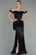 Long Black Satin Mermaid Prom Dress ABU2782