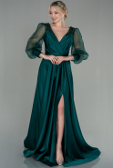 Long Emerald Green Satin Evening Dress ABU2830