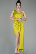 Pistachio Green Short Satin Invitation Dress ABK1381