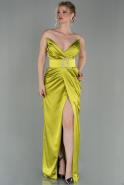Long Pistachio Green Satin Evening Dress ABU2844