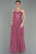 Rose Colored Long Evening Dress ABU2822