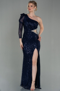 Long Navy Blue Scaly Mermaid Prom Dress ABU2853