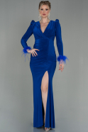 Sax Blue Long Evening Dress ABU2804