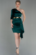 Short Emerald Green Satin Invitation Dress ABK1613