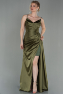 Olive Drab Long Satin Prom Gown ABU2273