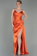 Orange Long Satin Prom Gown ABU2273