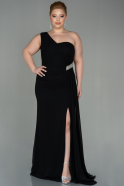 Long Black Chiffon Plus Size Evening Dress ABU2858