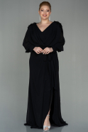 Long Black Chiffon Plus Size Evening Dress ABU2865