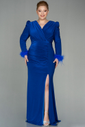 Long Sax Blue Plus Size Evening Dress ABU2832