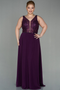 Long Purple Chiffon Plus Size Evening Dress ABU2871