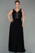Long Black Chiffon Plus Size Evening Dress ABU2871