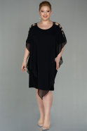 Short Black Chiffon Plus Size Evening Dress ABK1627
