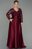 Long Burgundy Satin Plus Size Evening Dress ABU2872