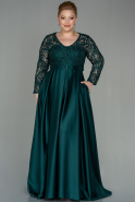 Long Emerald Green Satin Plus Size Evening Dress ABU2872