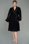 Long Black Chiffon Plus Size Evening Dress ABU2874