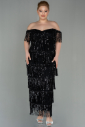 Long Black Plus Size Evening Dress ABU2861