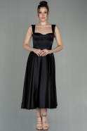 Midi Black Satin Invitation Dress ABK1614