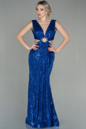 Long Sax Blue Scaly Evening Dress ABU2884