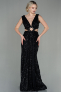 Long Black Scaly Evening Dress ABU2884