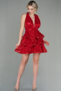 Short Red Scaly Invitation Dress ABK1630