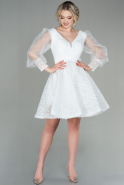 Short White Scaly Evening Dress ABK1631