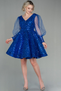 Short Sax Blue Scaly Evening Dress ABK1631
