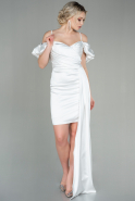 Short White Satin Invitation Dress ABK1632