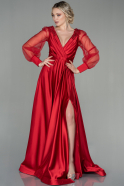 Red Long Satin Evening Dress ABU2830