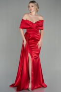 Long Red Satin Evening Dress ABU2893