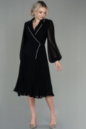 Midi Black Chiffon Evening Dress ABK1633