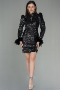 Short Black-Silver Scaly Invitation Dress ABK1638