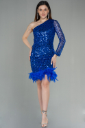 Short Sax Blue Scaly Invitation Dress ABK1639